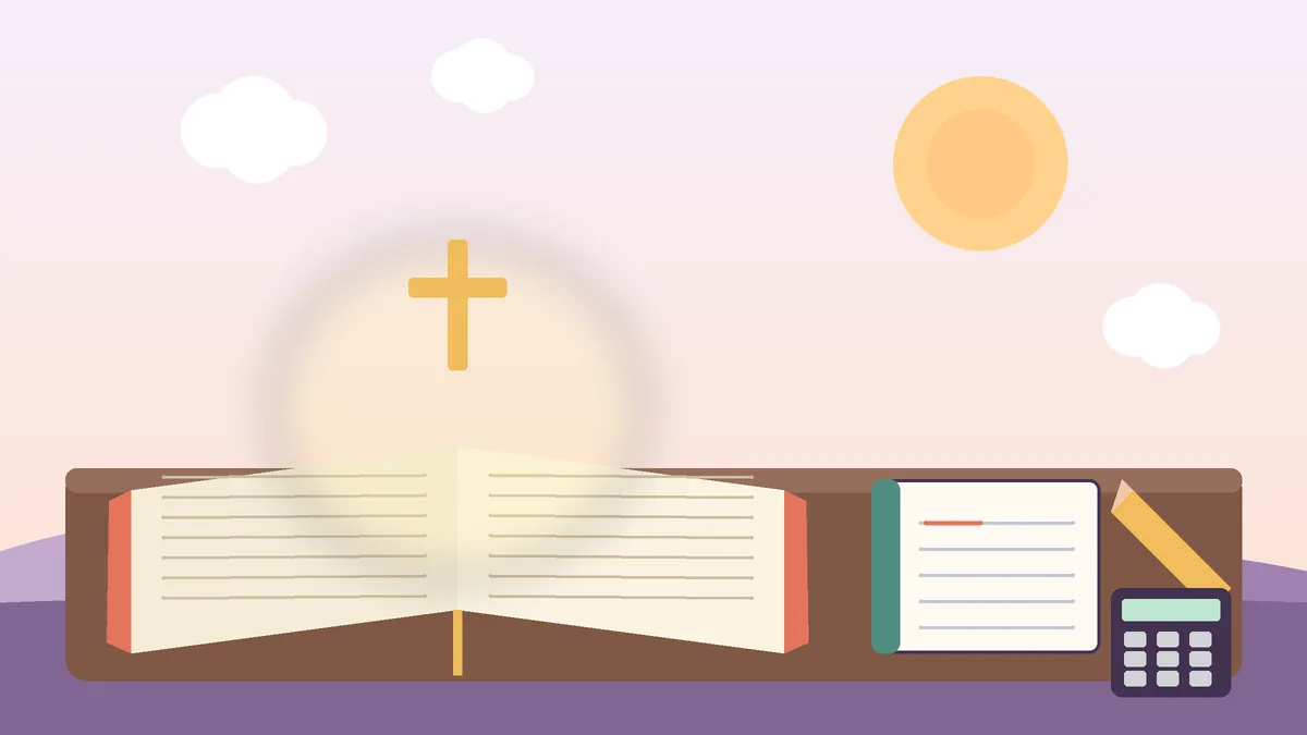 Bíblia aberta com caderno e calculadora, representando organização financeira e uso consciente do cartão de crédito