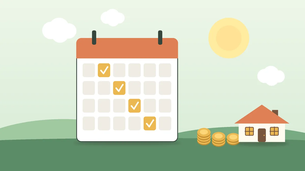 Calendário com vencimentos marcados, representando os prazos dos títulos do Tesouro Direto